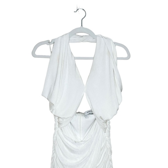 MISHA Size 8 Callie Mini Ruched Halter Summer White Dress - Picture 4 of 10